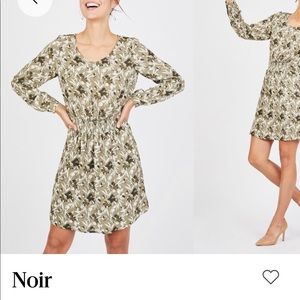Noir Smocked Mini Dress - Green Floral Pattern